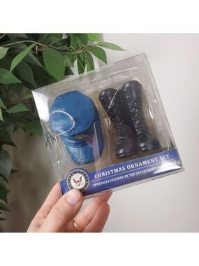 Kurt Adler US Navy Cap and Boots Christmas Ornament Set NEW